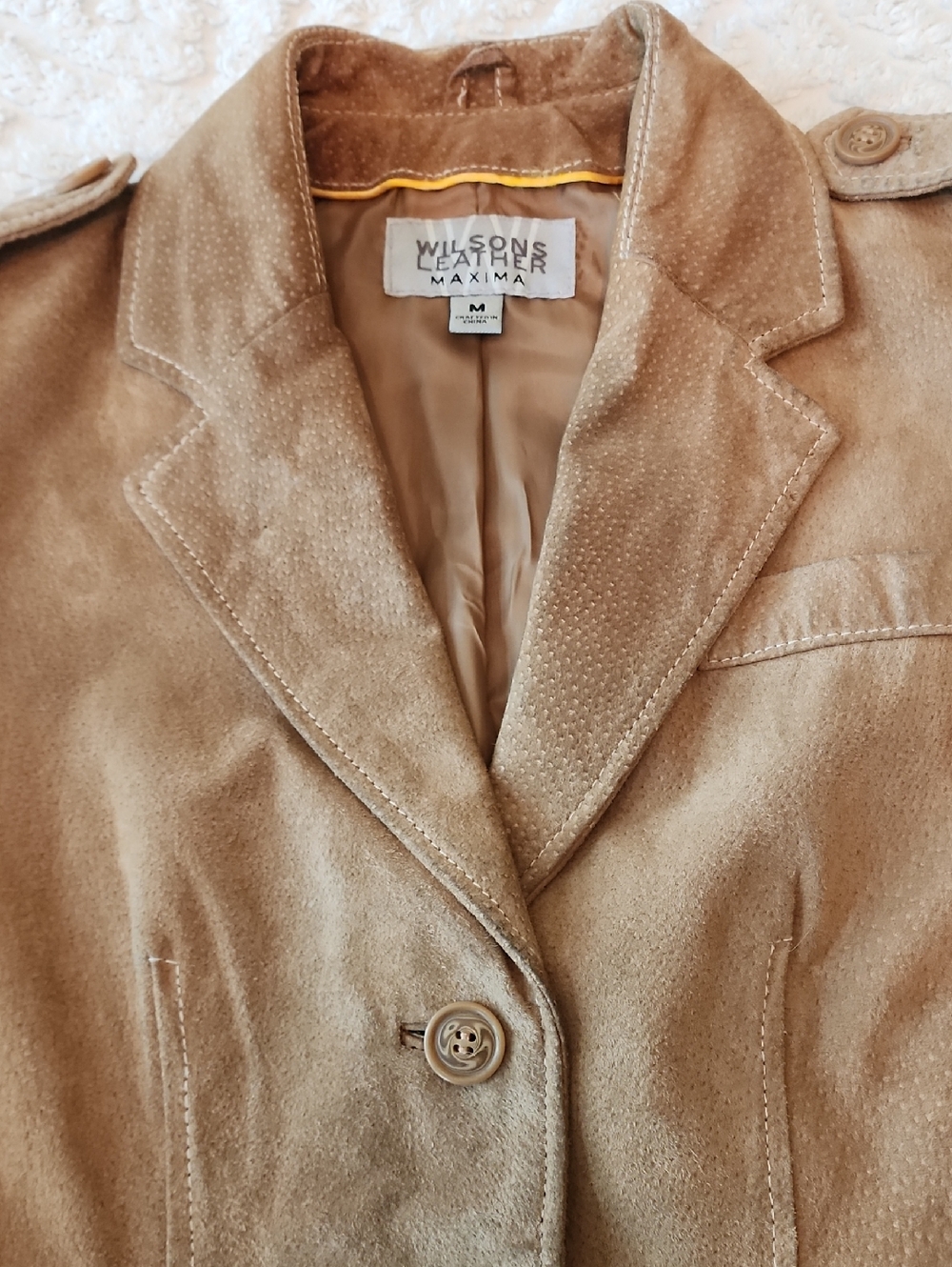 VTG Wilsons Leather Women’s Suede Blazer Jacket - Beige/Tan - Picture 4 of 9
